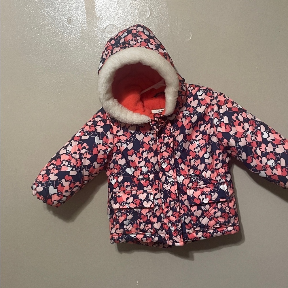 OshKosh B'gosh Heart Puffer Jacket - Navy and Pink
